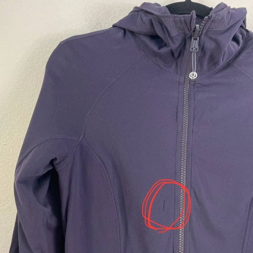 Lululemon Womens 8 Flux Jacket Reversible Zip Up Hooded‎ Navy